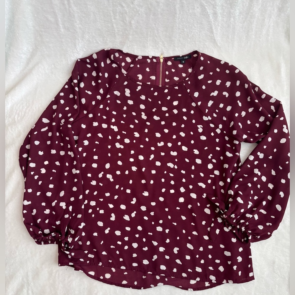 Papermoon Burgundy and White Patterned Blouse